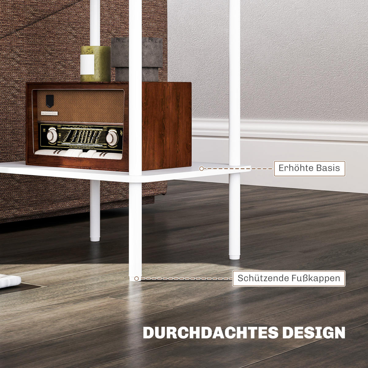 BEISTELLTISCH, 2-stufiger Couchtisch mit Aufbewahrungsfach und Metallrahmen, Weiß - Weiß, Holzwerkstoff (30/40/52.2cm) - HOMCOM