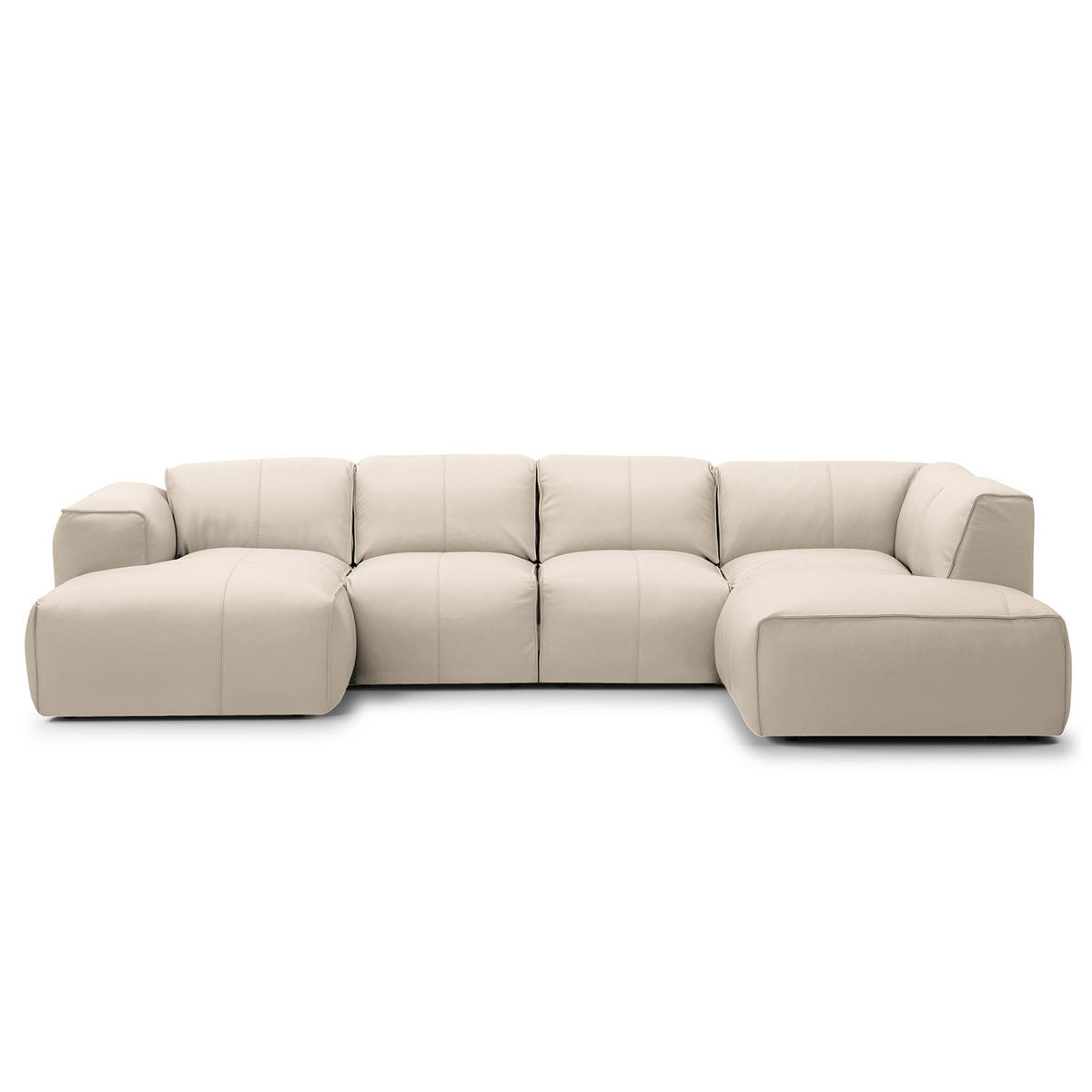 WOHNLANDSCHAFT mit Longchair - Hellgrau/Schwarz, Leder/Kunststoff (325/71/235cm) - home24