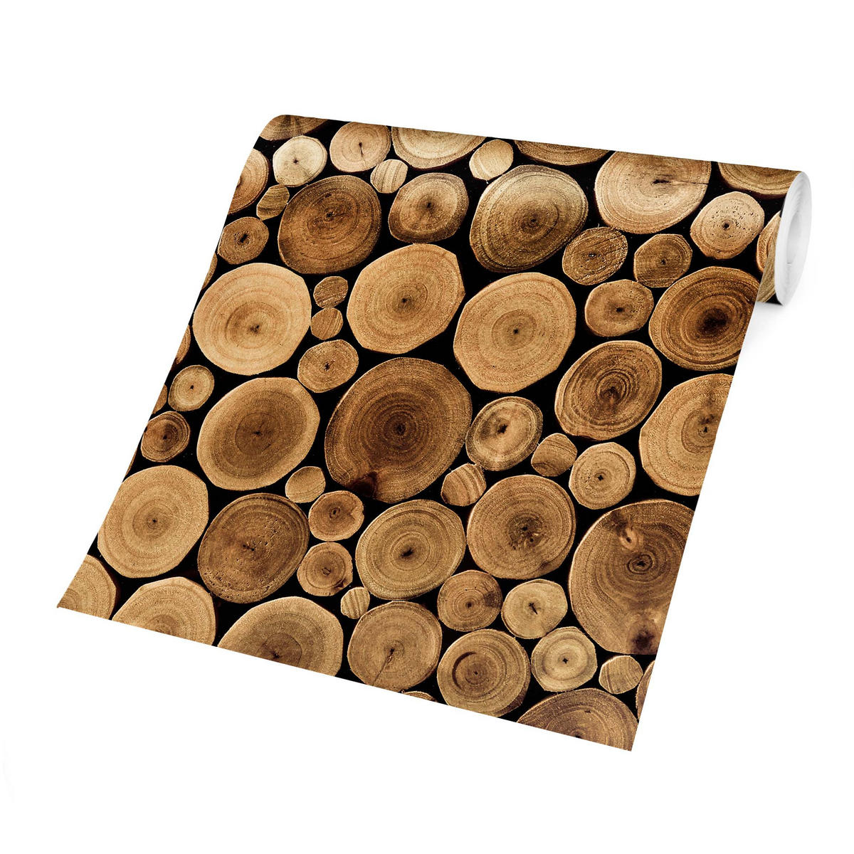FOTOTAPETE Homey Firewood 384/255 cm - Braun, Papier (384/255cm) - Bilderwelten