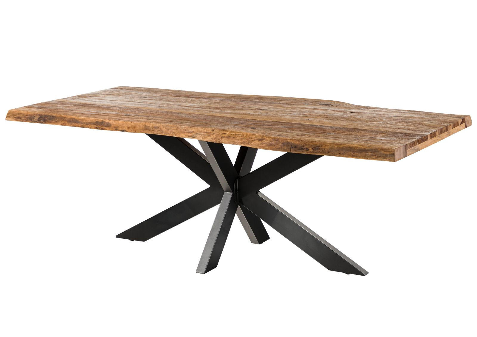 BAUMTISCH Sheesham 200x100x77 natur sandgestrahlt / Kreuzgestell anthrazit glänzend FREEFORM 5 - Braun, Holz (200/100/77cm) - Massivmoebel24