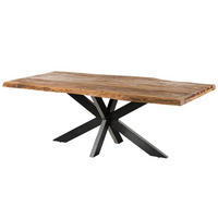 BAUMTISCH Sheesham 200x100x77 natur sandgestrahlt / Kreuzgestell anthrazit glänzend FREEFORM 5 - Naturfarben, Holz (200/100/77cm) - Massivmoebel24
