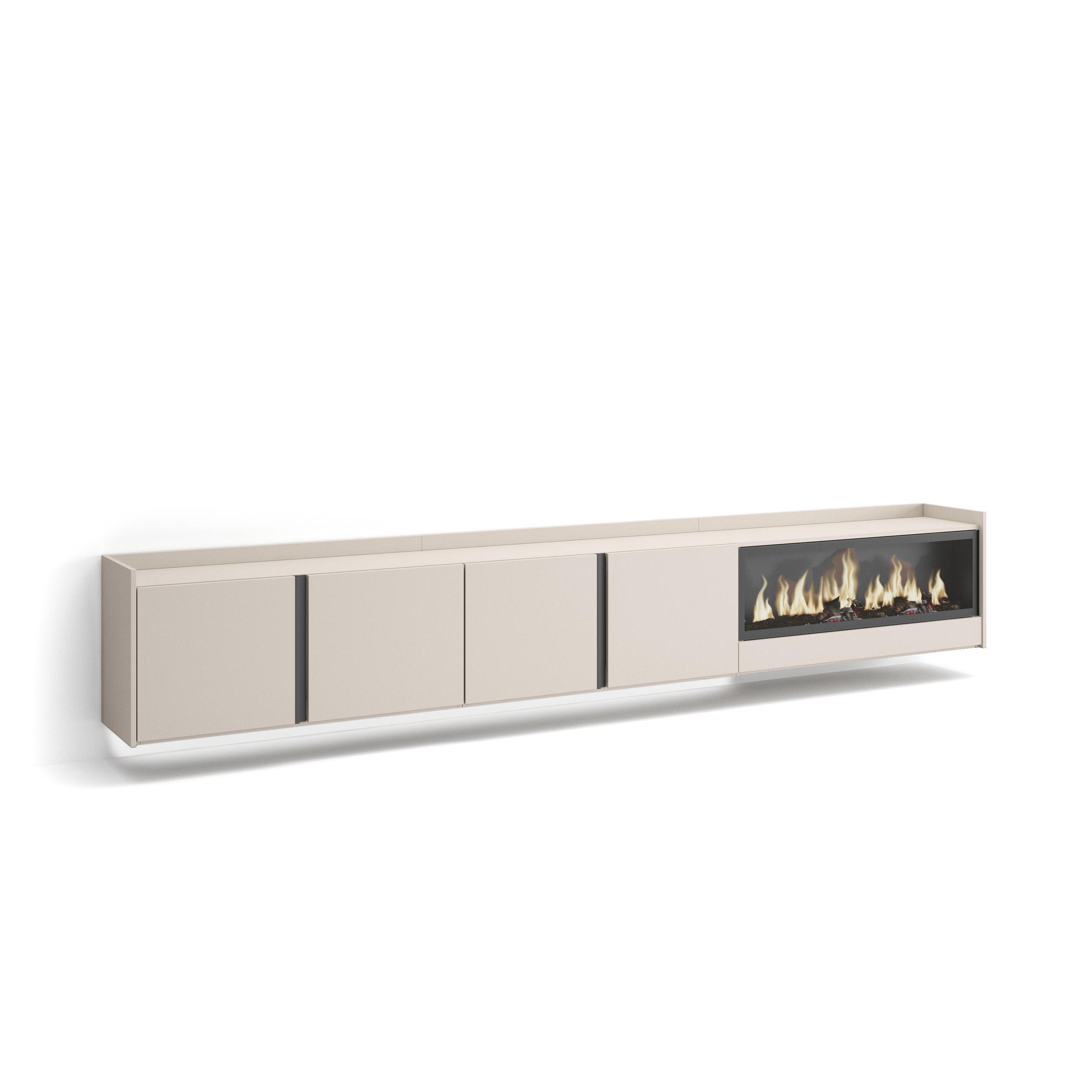 LOWBOARD, Beige, 315/35/50cm, Kamin mit Feuereffekt XXL - Beige, Holzwerkstoff (315/50/35cm) - Skraut Home
