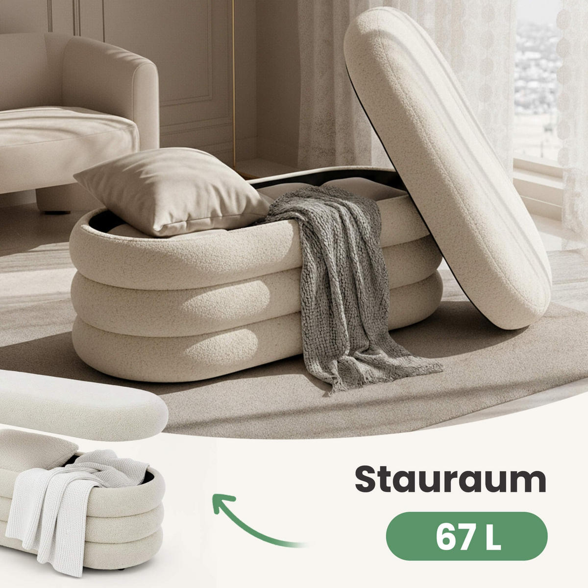 SITZBANK Nebelweiß - Weiß, Textil/Metall (100/42/42cm) - Akord