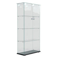 VITRINE - Glasvitrine mit 2 Türen und 4 Ebenen - integrierte LED-Spot-Beleuchtung - Schwarz - Schwarz, Glas (78.5/163/35cm) - DELFA