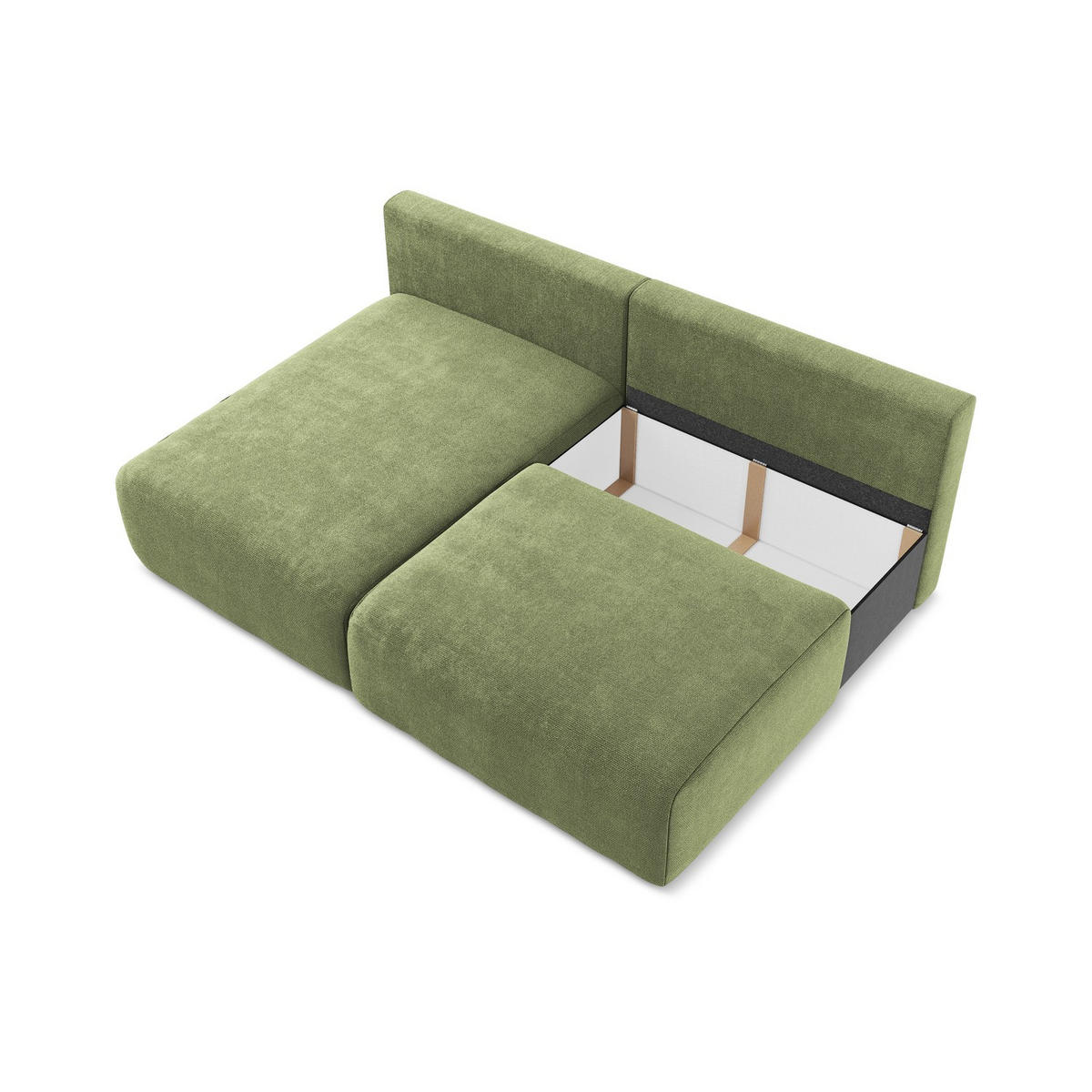 ECKSOFA mit Schlaffunktion links Chenille Stoff Grün - Schwarz/Grau, Kunststoff/Textil (149/210cm) - LaMiaSofa