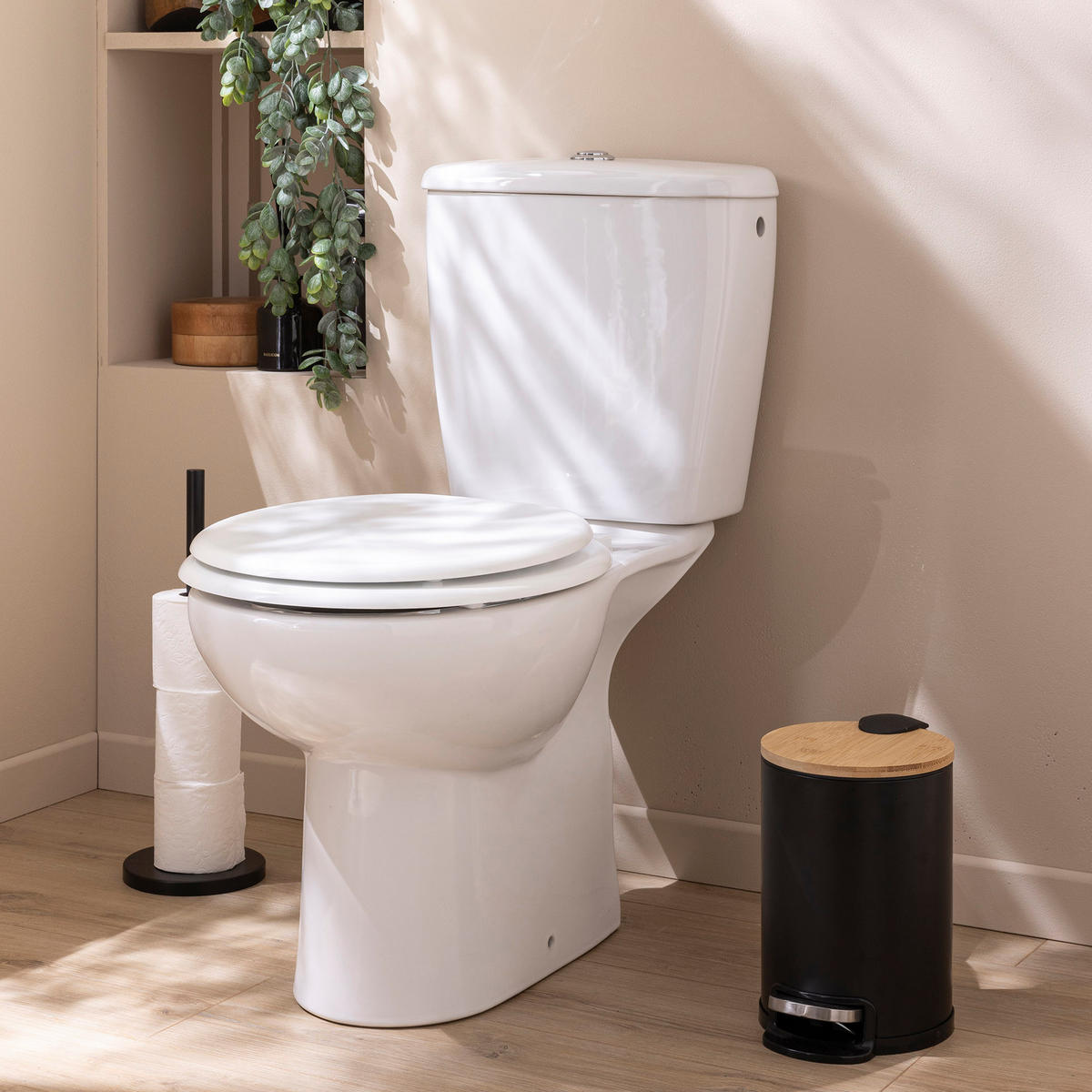 MÜLLEIMER Soft-Close Bambus 3 l Mobelle - Schwarz, Metall (21/27/17cm) - Douceur d´intérieur