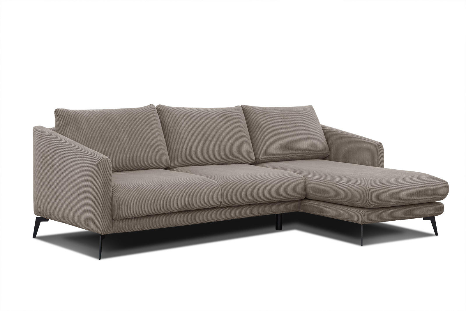 ECKSOFA VILT 4-Sitzer, taupe - Taupe/Schwarz, Holzwerkstoff/Textil (255/156cm) - Courtois Laville