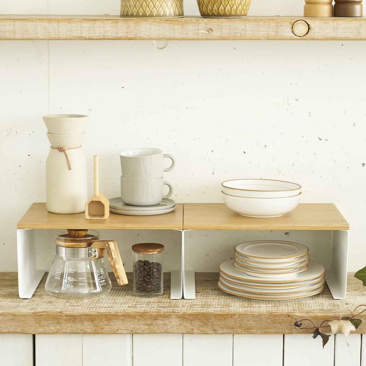 AUFBEWAHRUNGSREGAL Stapelbar - 30,5/22/14,5 cm - Weiß, Metall (22/14.5/30.5cm) - Yamazaki