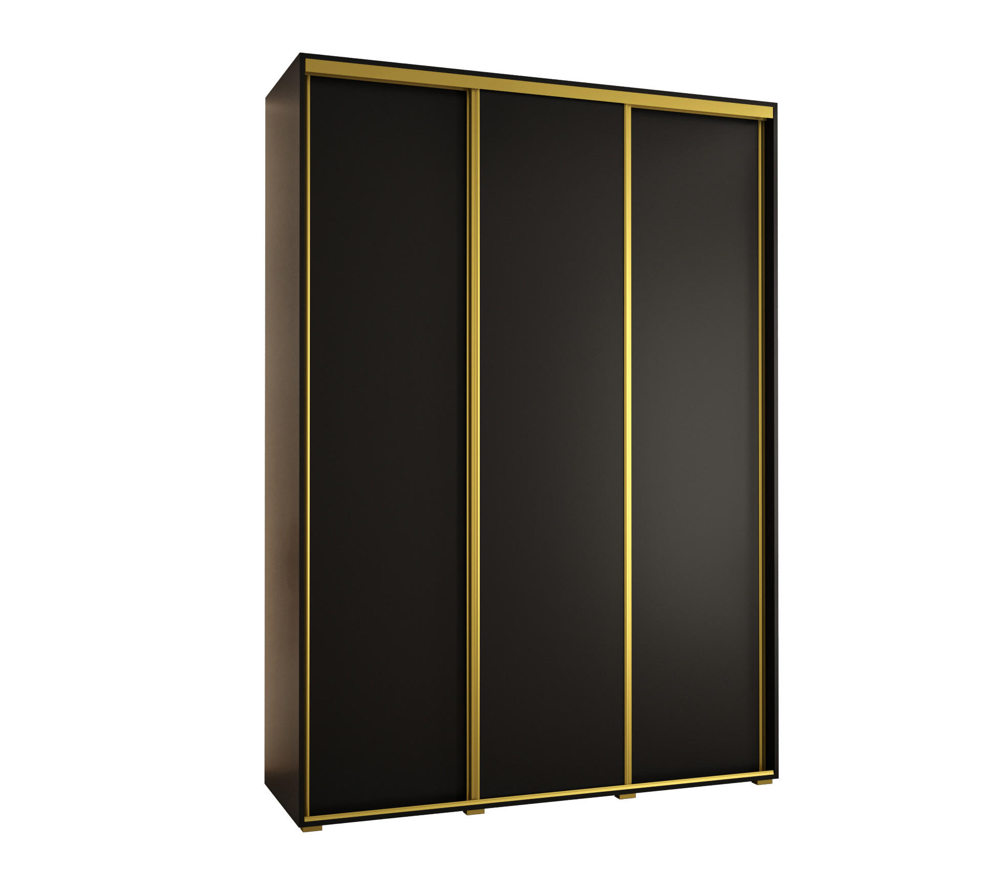Abiks Möbel Schwebetürenschrank Schwarz, Schwarz, Gold 170x235x60 cm