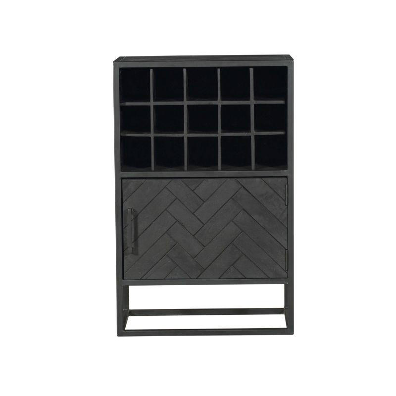 WEINSCHRANK New York Schwarz 35/55/90 cm - Schwarz, Holz (55/90/35cm) - Starfurn