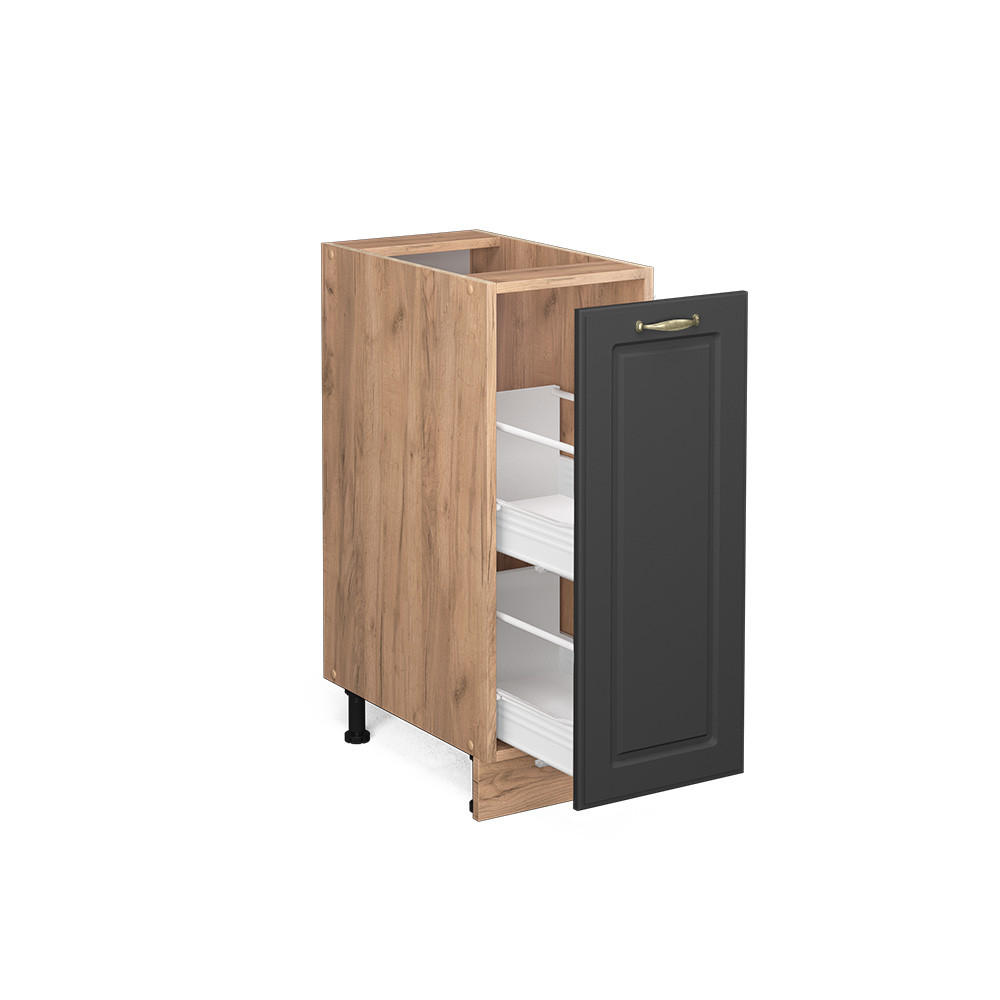 APOTHEKERUNTERSCHRANK Fame-Line Anthrazit-Gold 30 cm ohne AP - Anthrazit/Eiche Wotan, Holzwerkstoff (30/82/51.6cm) - Vicco