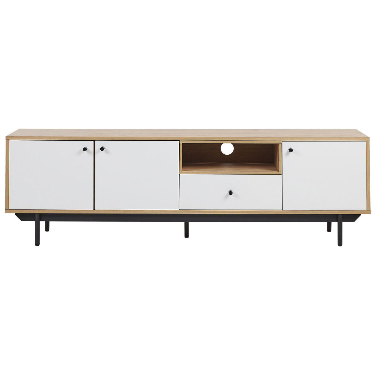 TV-MÖBEL Hellbraun, Weiß, Schwarz ITACA 40/163/50 cm - Hellbraun, Holzwerkstoff (163/50/40cm) - Beliani