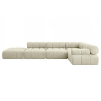 ECKSOFA modulares Sofa Felto-L2 - 380x190x70 cm Beige Velours - Beige, Holzwerkstoff/Textil (380/190cm) - ALTDECOR
