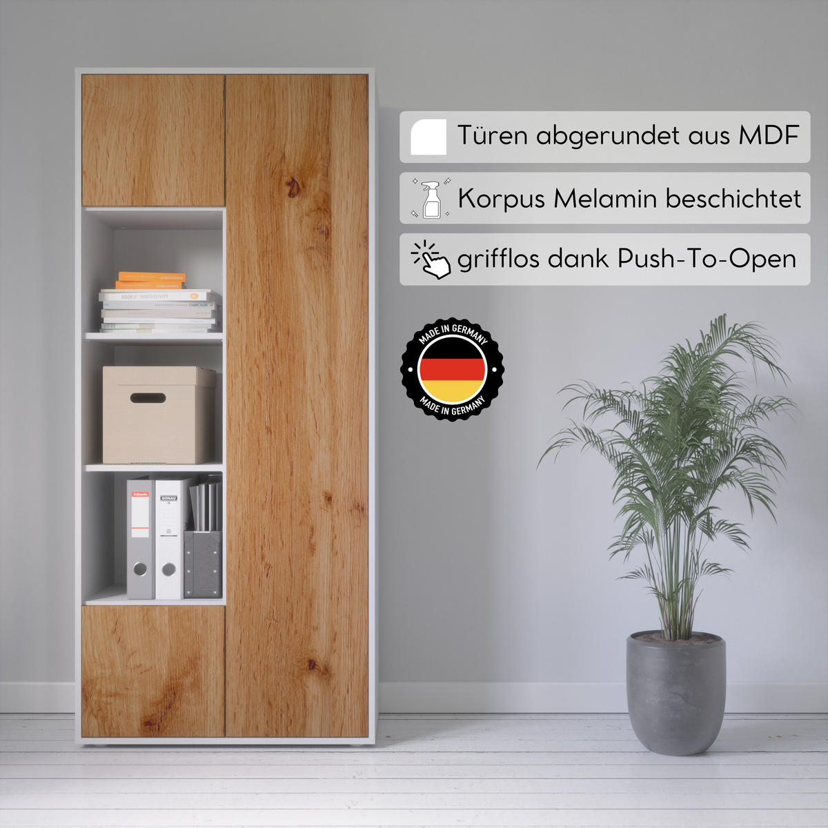AKTENSCHRANK Amira T30 Eiche Wotan 180/80/40 cm - Eiche Wotan, Holzwerkstoff (80/180/40cm) - SIMPLYFURN