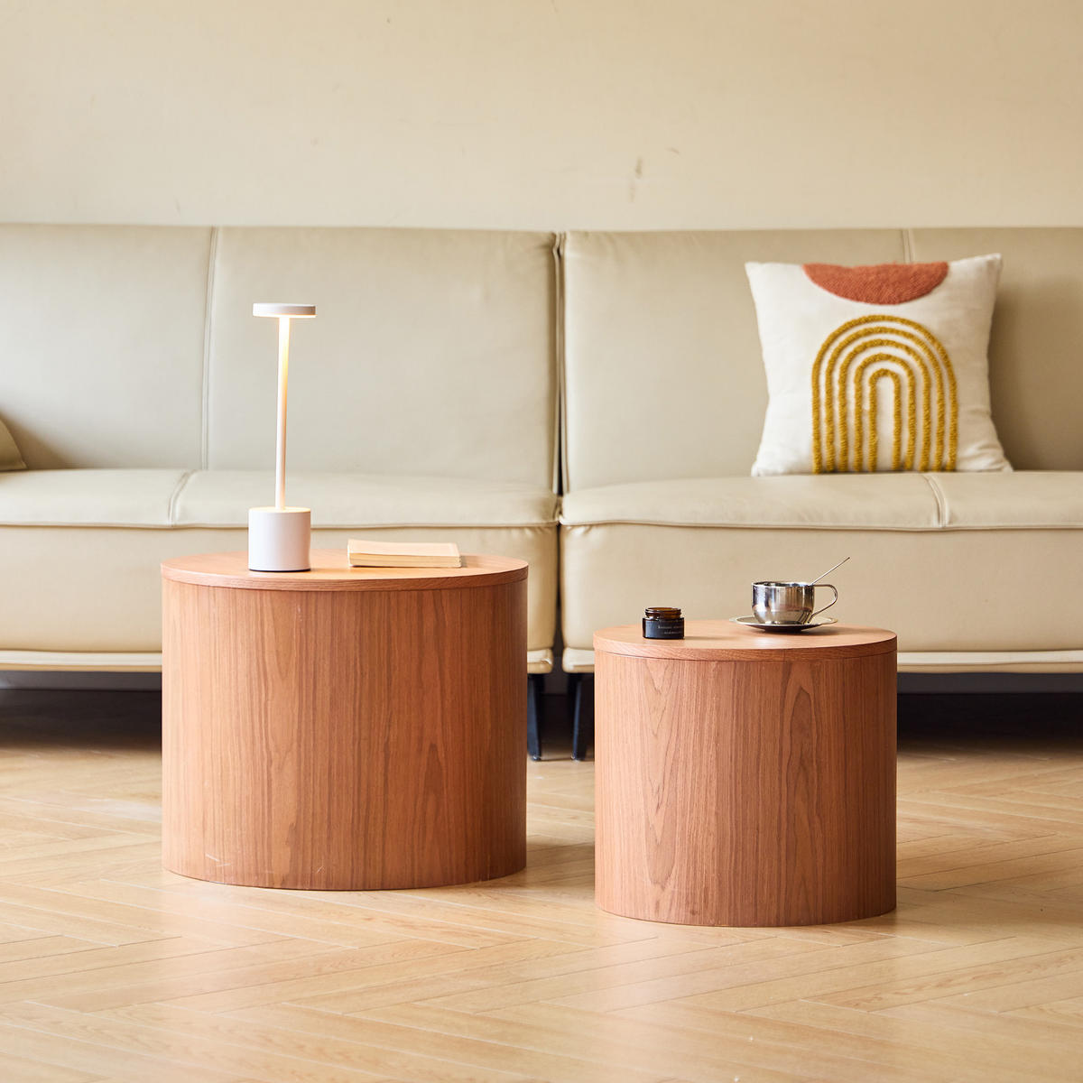 COUCHTISCH (2er set) Rund Braun 50 x 50 x 39 cm - Braun, Holz (50/50/38.5cm) - Nordlys