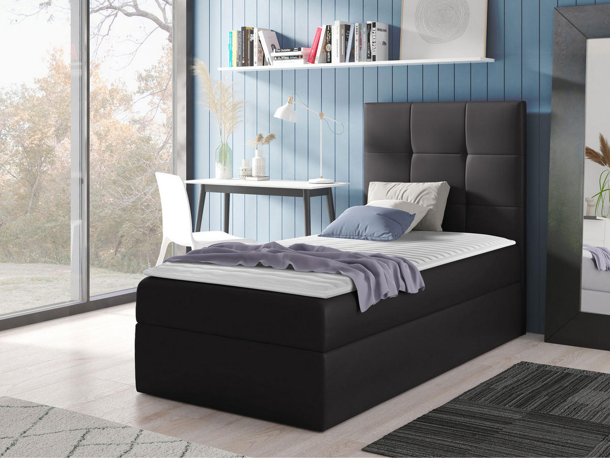 BOXBETT Mini 2, Seite zum Öffnen des Bettkastens: Rechts - Anthrazit, Holz (90/200cm) - MIRJAN24