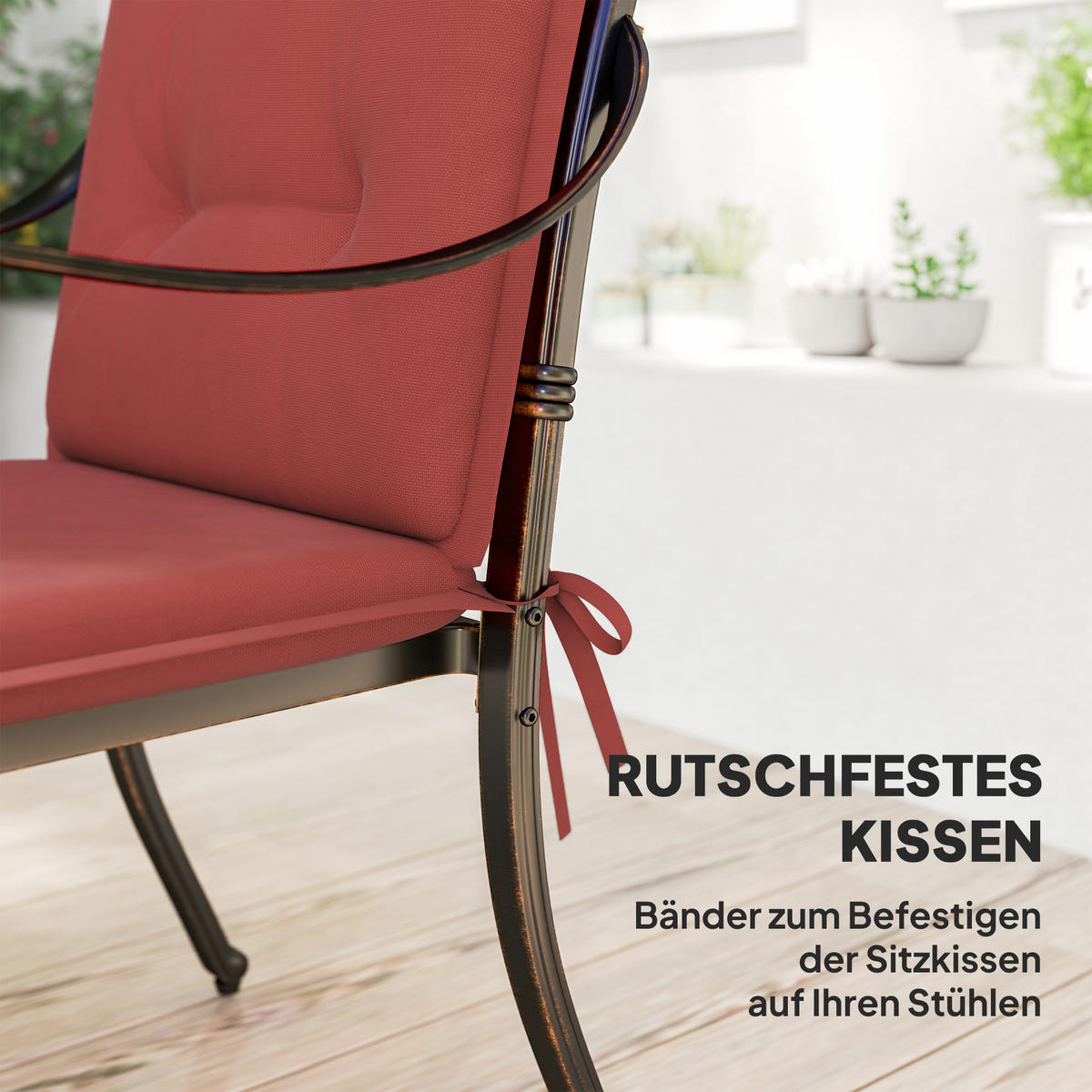 SITZKISSEN 4er Set 108 x 50 x 5 cm - Weinrot, Kunststoff (50/5/108cm) - Outsunny