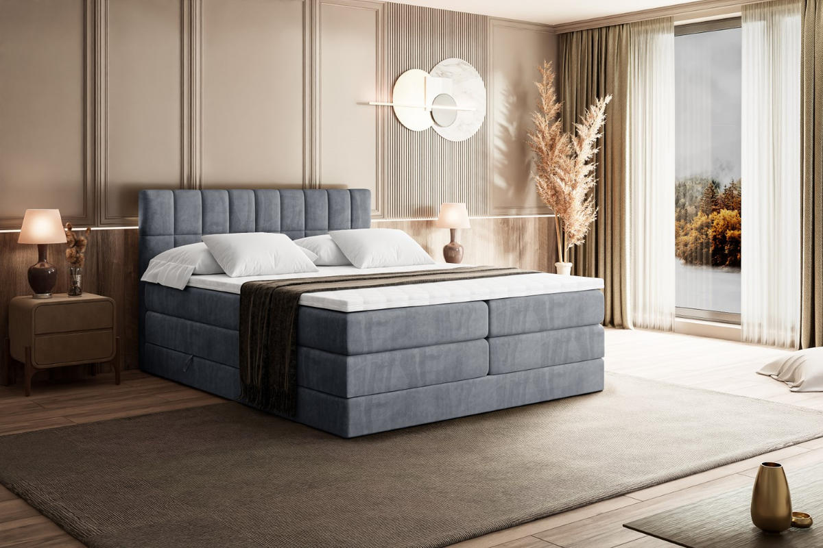 BOXSPRINGBETT MIAMI KING - 120x200 - H3/H4 - Grau - Grau, Holzwerkstoff (120/200cm) - ALTDECOR