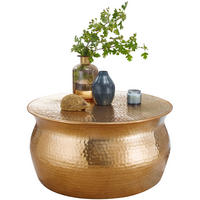 COUCHTISCH ENNS: Orientalisch, Hammerschlagstrukturen, Aluminium, Handgefertigt, Gold 60x60x30 cm - Goldfarben, Metall (60/60/30cm) - KADIMA DESIGN