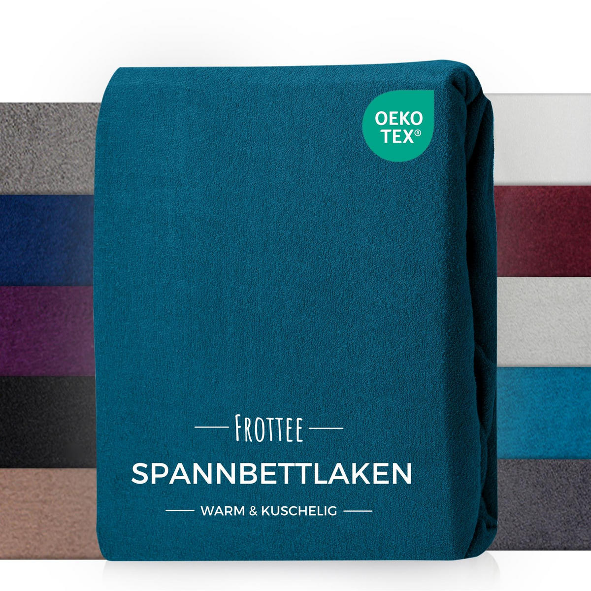 FROTTEE-SPANNBETTLAKEN 100x200 cm Petrol, Warmes Winter Bettlaken - Petrol, Textil (100/200cm) - Carpe Sonno