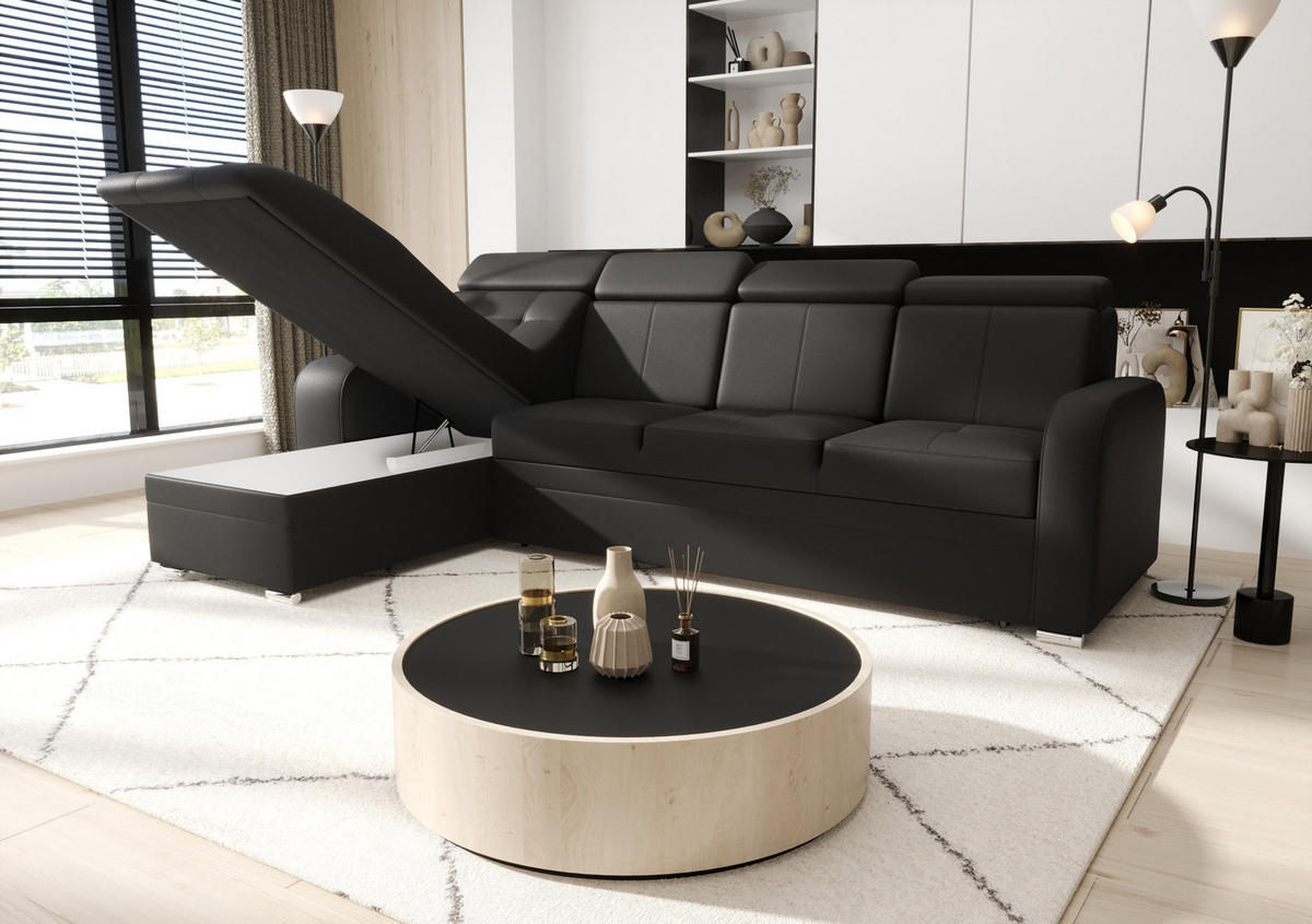 ECKSOFA KONGO RBN10, Eckcouch in L-Form mit Schlaffunktion, Farbe: Gelb, Velourstoff, Ottomane Links - Gelb, Textil (315/169cm) - O-Sofa