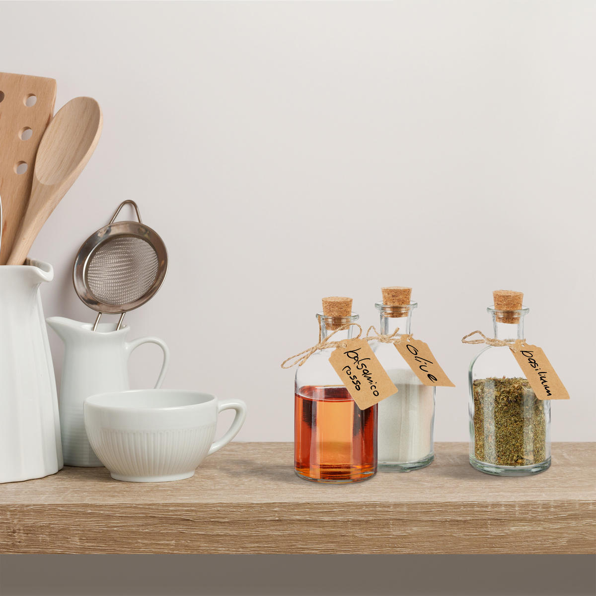 DEKOGLÄSER - Transparent, Glas/Naturmaterialien (6/11.5/6cm) - Relaxdays