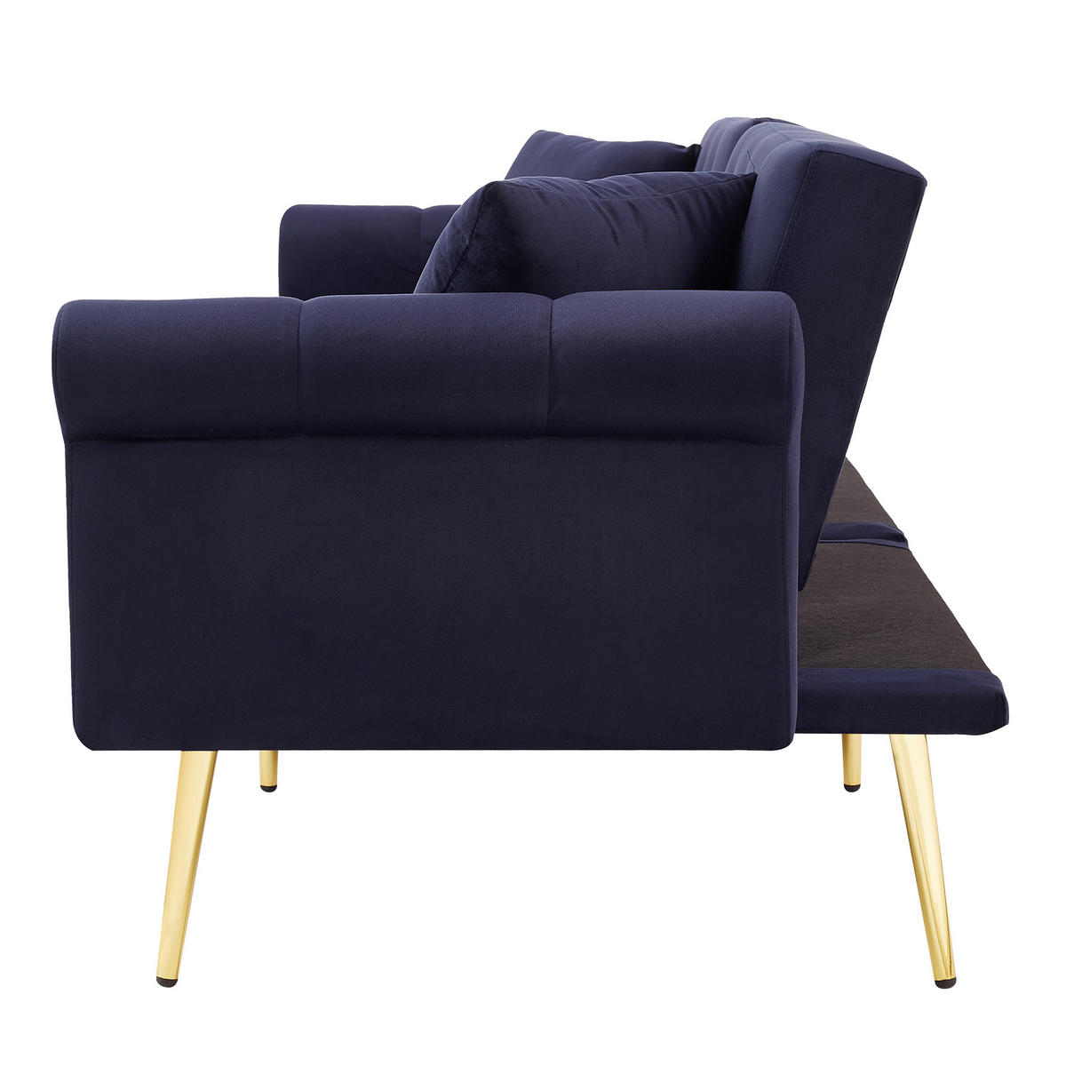 SCHLAFSOFA 2-Sitzer mit verstellbarer Rückenlehne Samt Antique Blue 200/100/85 cm - Blau, Kunststoff (173/70/75cm) - OKWISH