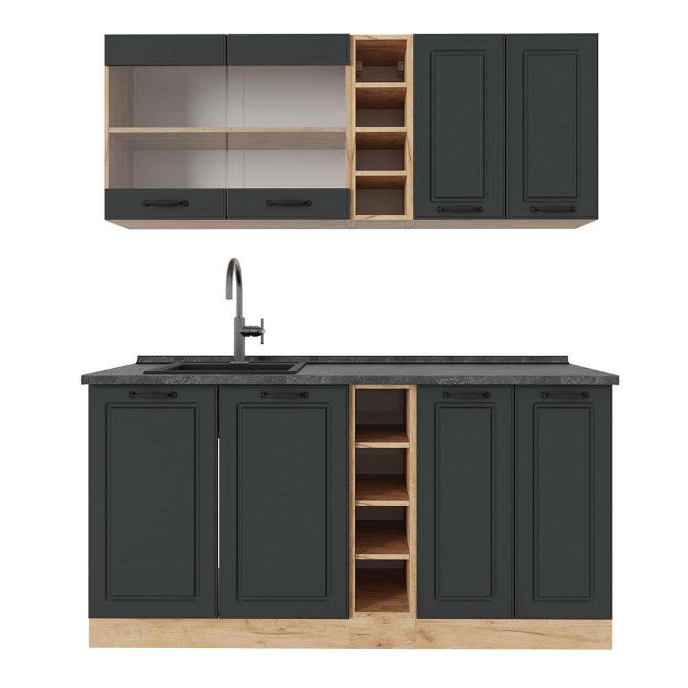 Vicco Singleküche Anthrazit, Eiche 160x81.6x60 cm