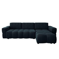 ECKSOFA RECHTS Samt Pfauenblau 286cm - Blau/Hellblau, Textil (286/169cm) - Sia Home