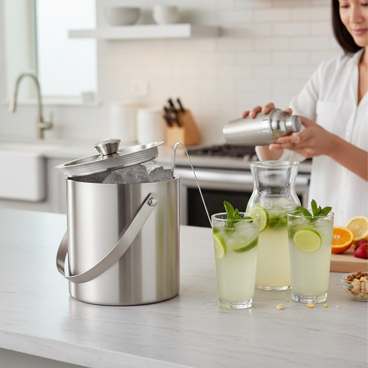 EISBEHÄLTER Eiszange - Silberfarben, Metall (13/17cm) - Relaxdays