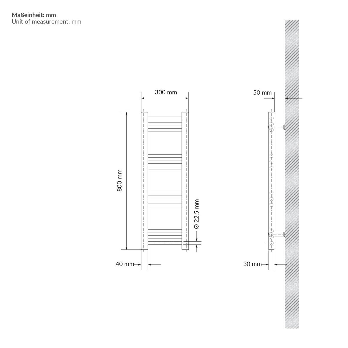 UTĚRKOVÝ TOPNÝ TĚLESO 300 x 800 mm, béžové, koupelnové topné těleso, rovné, s bočním připojením - béžová, kov (30/80/3cm) - LuxeBath