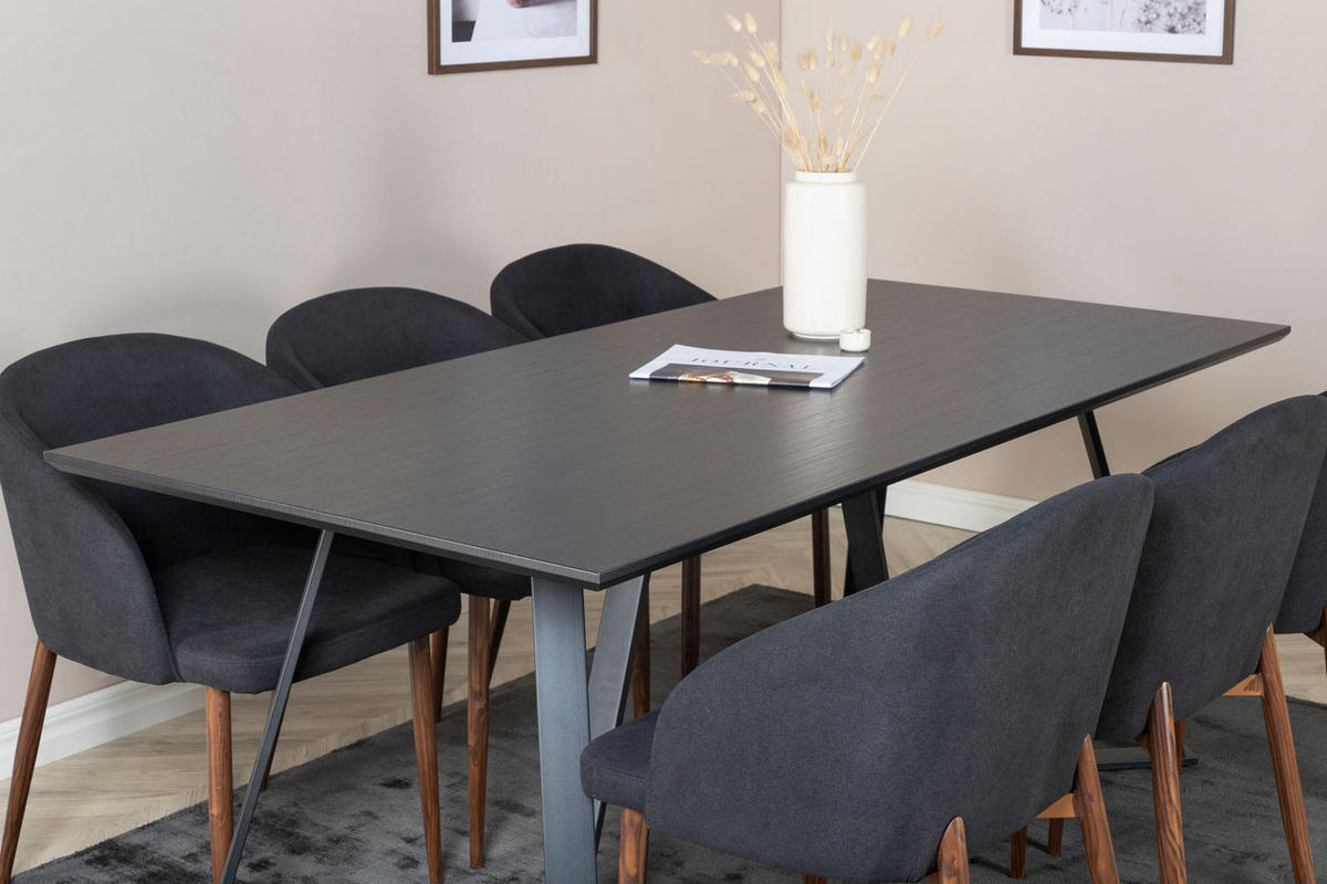 TISCHGRUPPE Schwarz - Schwarz, Holzwerkstoff (90/75/180cm) - ebuy24