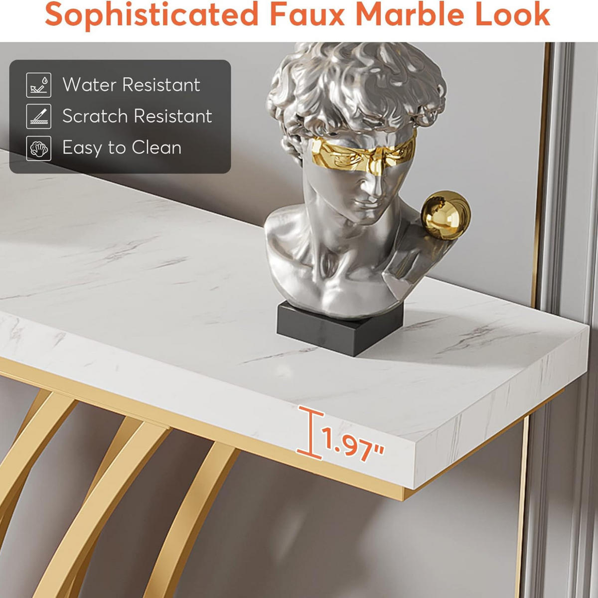 KONSOLENTISCH 150/29,5/80 cm Weiß Gold - Weiß Hochglanz/Roségold, Holzwerkstoff/Metall (29.5/150/80cm) - Quality Elegance