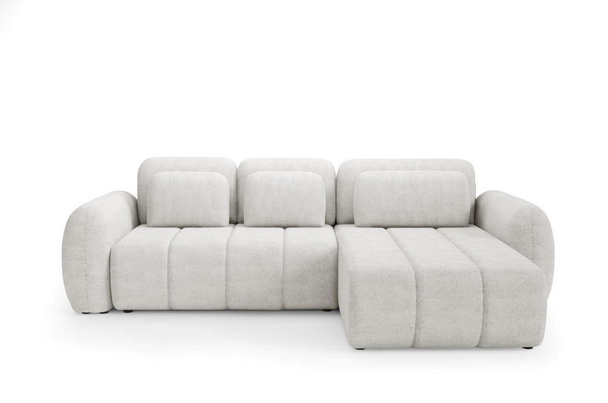 ECKSOFA mit Schlaffunktion Premium Weiß - Schwarz/Weiß, Holz/Holzwerkstoff (304/190cm) - Furnisell