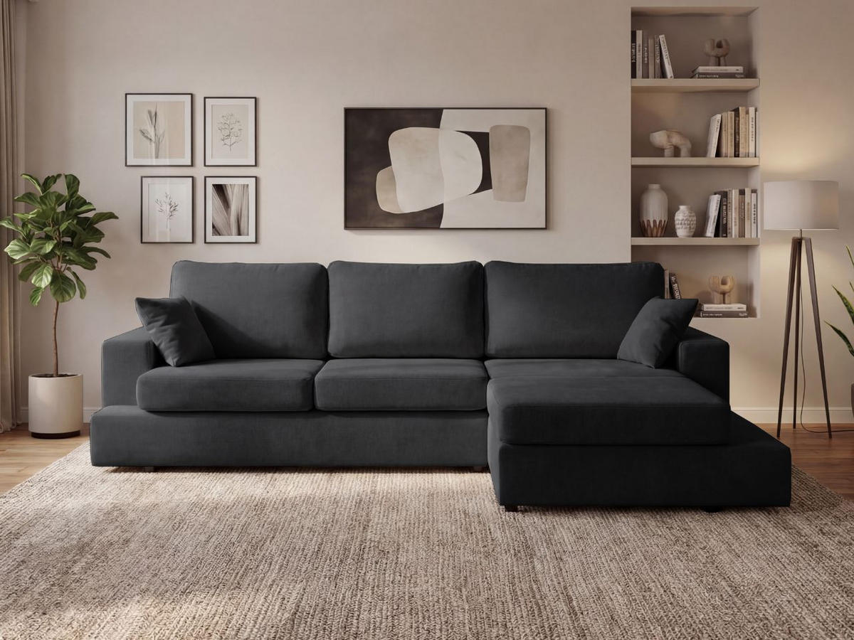 ECKSOFA Nesto Schwarz Rechts - Schwarz, Holz/Textil (165/260cm) - Graingold