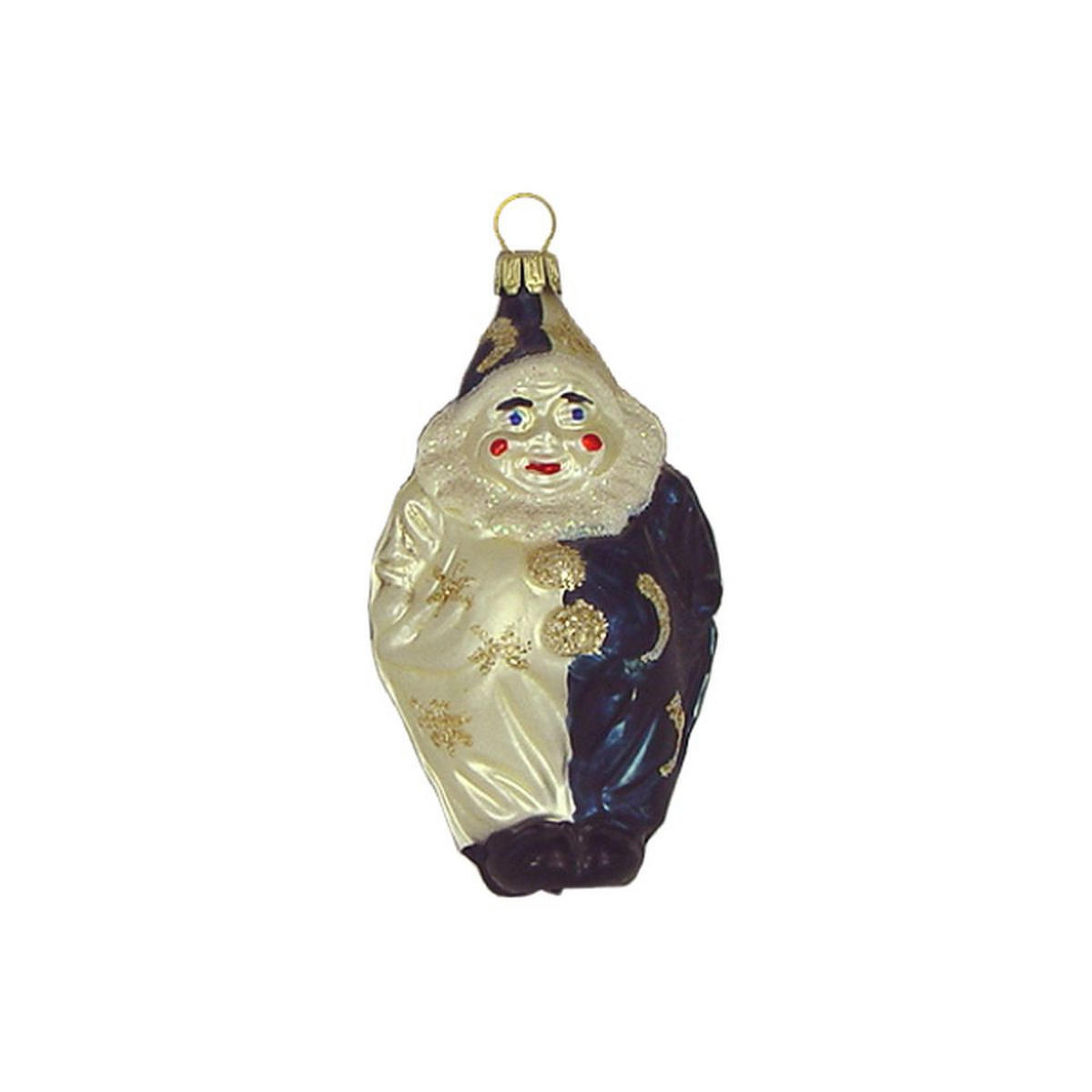 CHRISTBAUMSCHMUCK Kleiner Clown weiß tinte matt 9 cm - Multicolor, Metall (0.1/9/0.1cm)