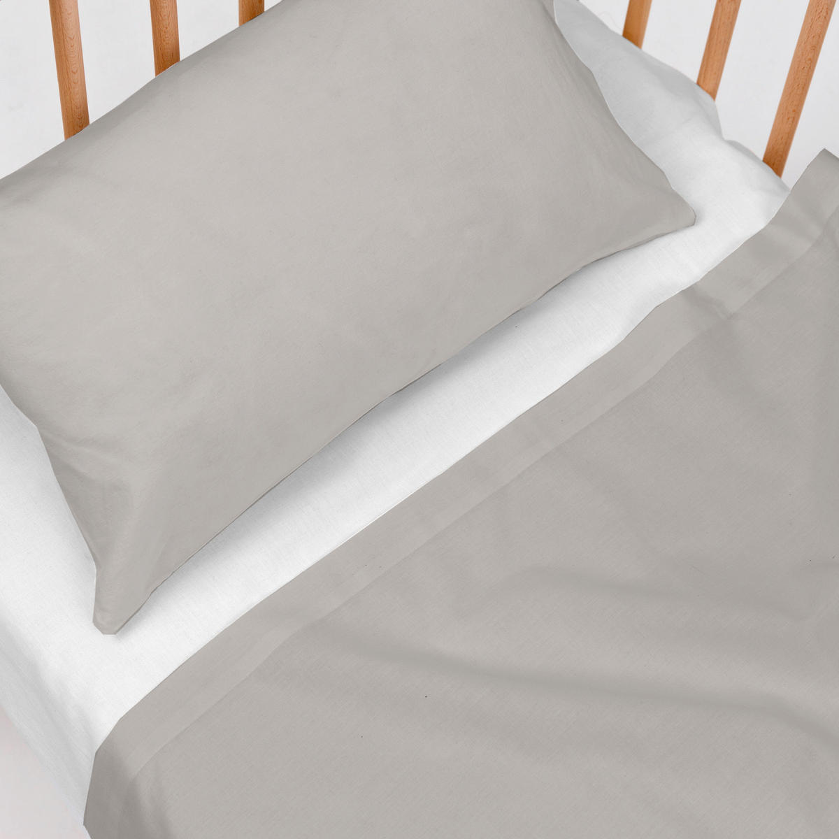 BETTWÄSCHE 2er-Set teiliges basic 100x130 cm (kinderbett) grau - Grau, Textil (100/130cm) - Happy Friday