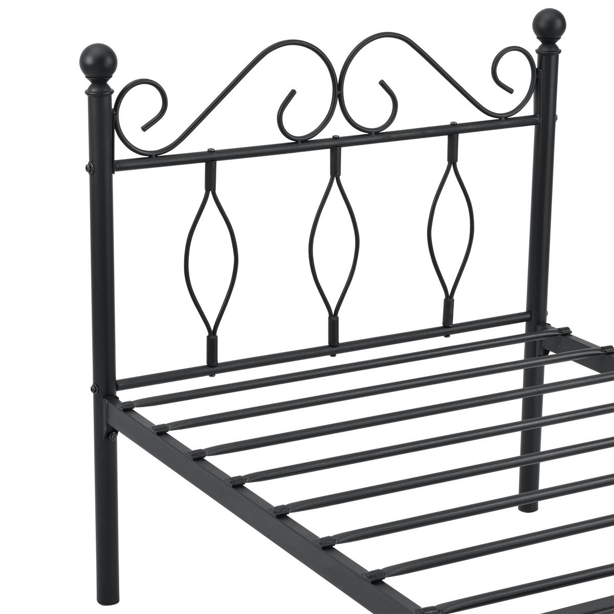 METALLBETT Apolda - Schwarz, Metall (90/200cm) - [en.casa]