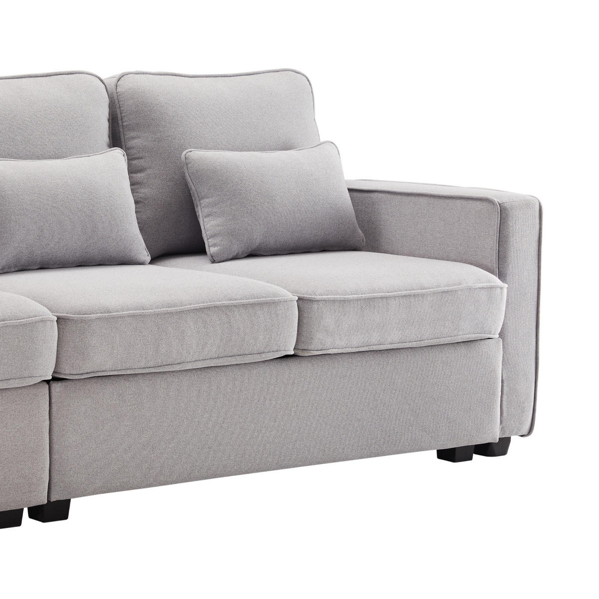 4-SITZER Sofa 264x83x87 mit Hochrücken, Leinen, grau - Grau, Textil (83/87/264cm) - Luhomfu
