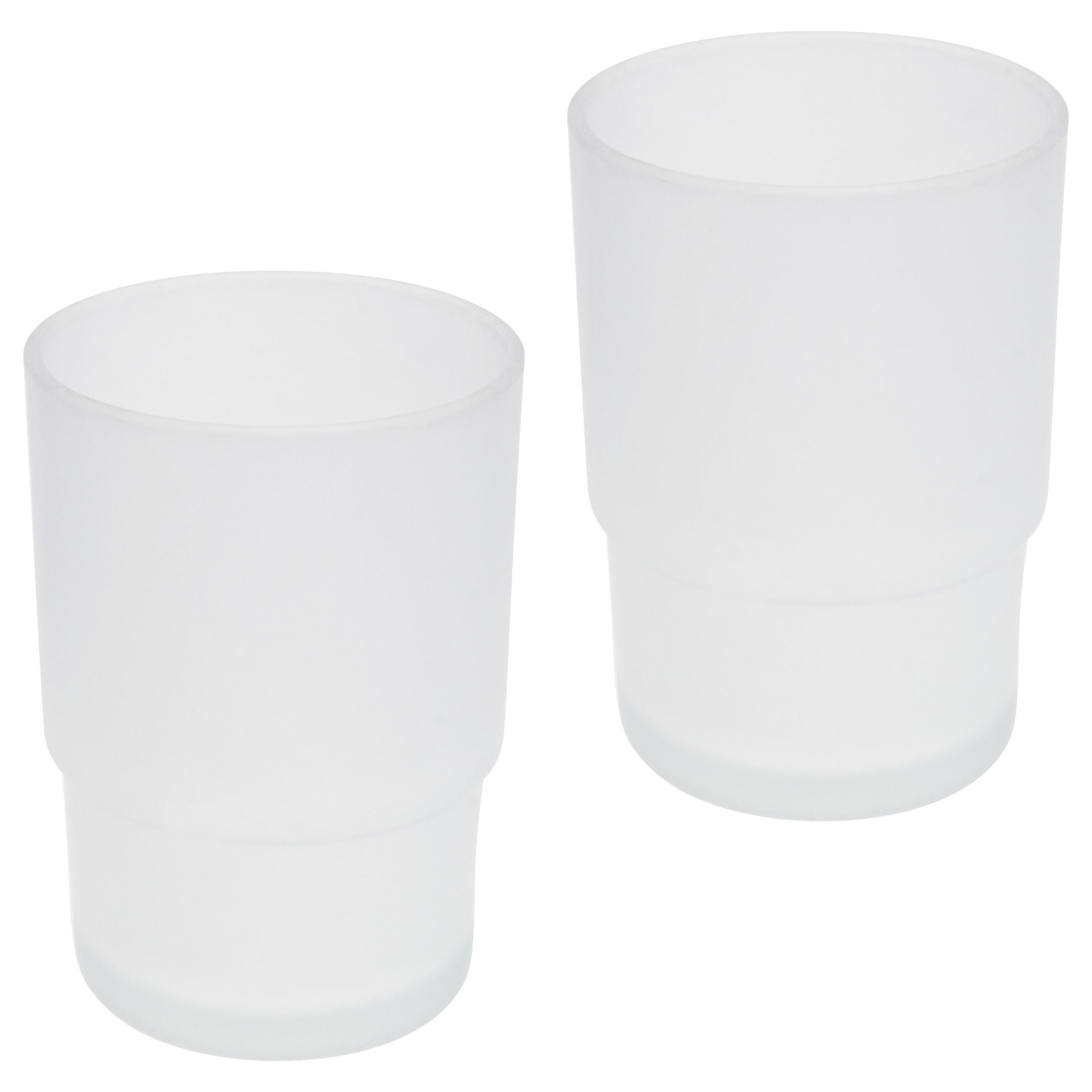 GLASBECHER PIAZZA & LUCENTE 2er Set, satiniertes Glas - Weiß, Glas (6.5/9.5/6.5cm) - bremermann