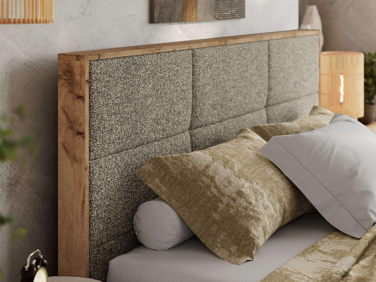 POLSTERBETT LERIO CLASSIC 160/200 - Grau Strukture - Schaum-Matratze - Grau, Textil (160/200cm) - MKS