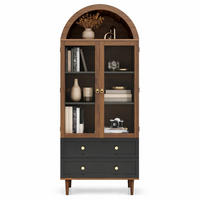 HIGHBOARD in Walnussfarben Bücherregal mit verstellbaren Einlegeböden für Wohnzimmer und Esszimmer, B70/T38/H168 cm - Transparent/Nussbaumfarben, Glas/Holzwerkstoff (70/168/38cm) - STILVORA