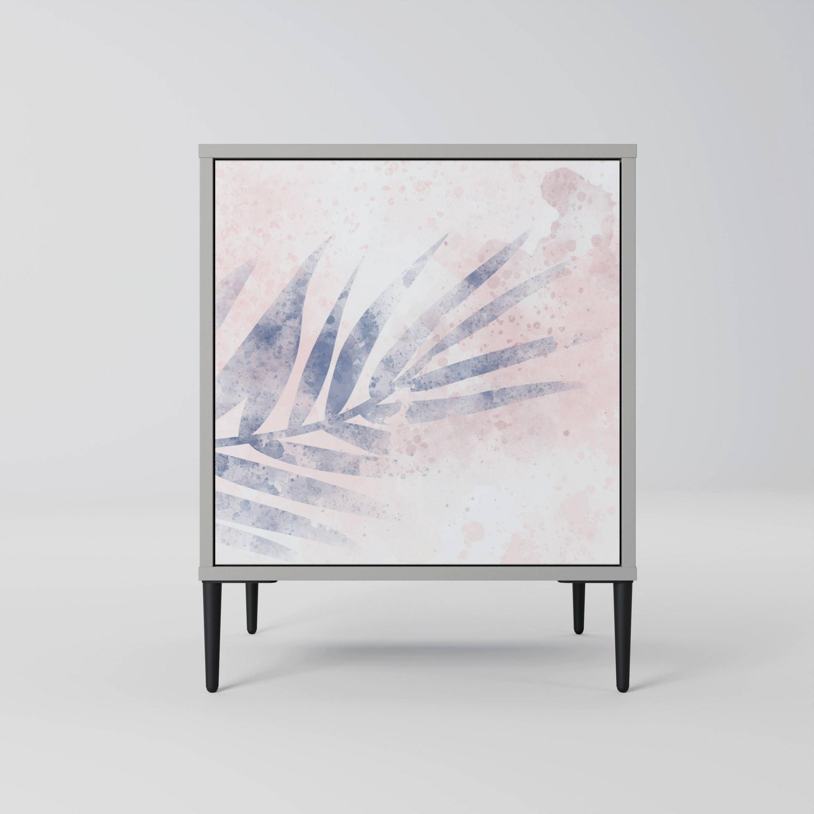 SIDEBOARD TIMELESS FLOAT, Grau, 57,5x42x72,5 cm, Schwarze Metallfüße - Multicolor/Schwarz, Holzwerkstoff/Metall (57.5/72.5/42cm) - SpaceRebels