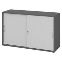 SCHIEBETÜRENSCHRANK - 2 Ordnerhöhen 40/120/74,8 cm in Graphitfarben/Grau Bogengriff (Metall) - Graphitfarben/Grau, Holzwerkstoff (120/74.8/40cm) - bümö