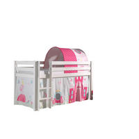 KINDERBETT Karolina 210x114x106 Massivholz Weiß Textilset Princess 2 - Magenta/Weiß, Holz (90/200cm) - 58aufmkessel
