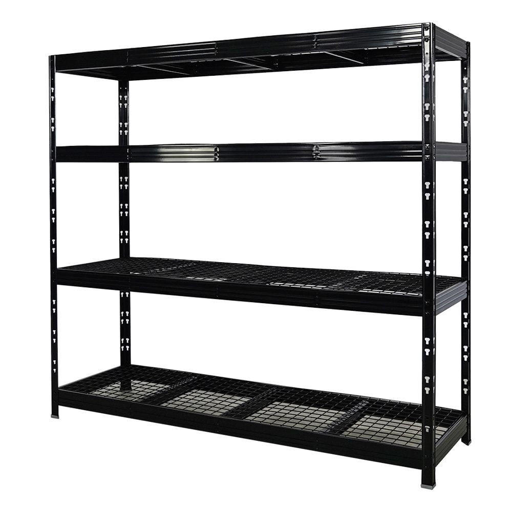 SCHWERLASTREGAL Rhino 2er-Set Stück 180x200x60 cm 4 Gitterrost-Ebenen Fachlast 500 kg Schwarz - Schwarz, Metall (200/180/60cm) - PROREGAL