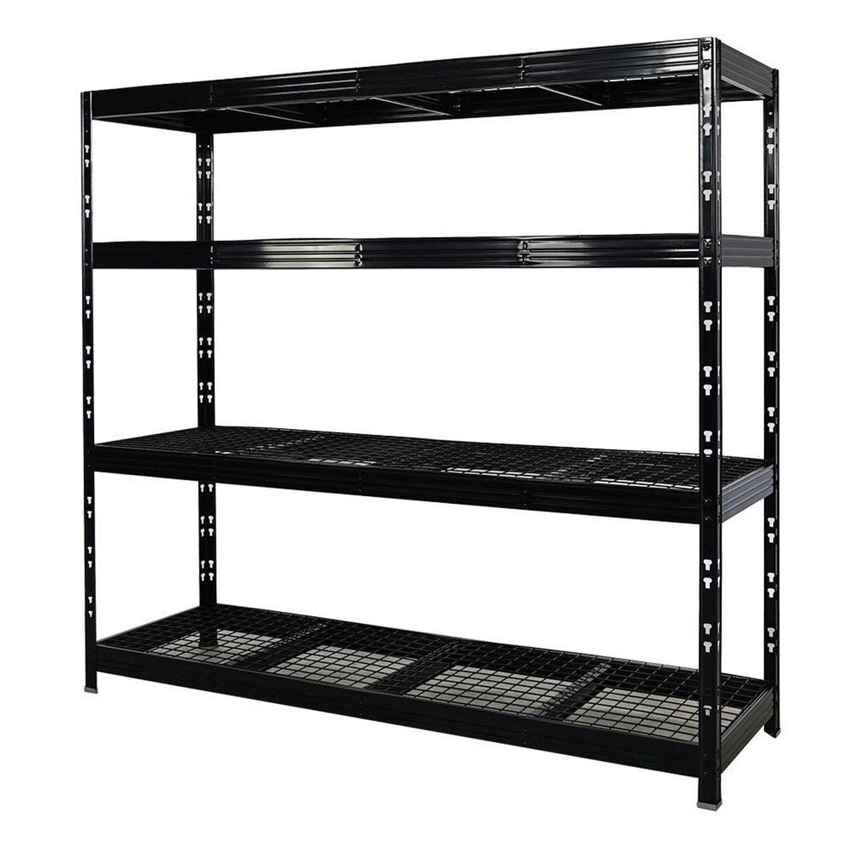 SCHWERLASTREGAL Rhino 2er-Set Stück 180x200x60 cm 4 Gitterrost-Ebenen Fachlast 500 kg Schwarz - Schwarz, Metall (200/180/60cm) - PROREGAL