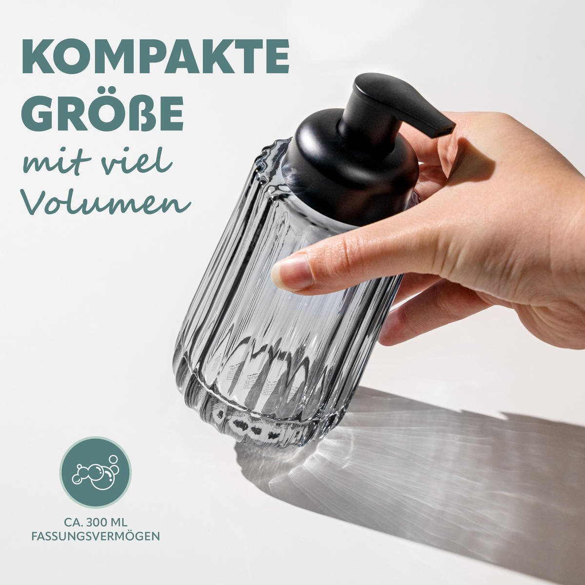 SEIFENSPENDER, grau - Grau, Glas (7.5/17/7.5cm) - bremermann