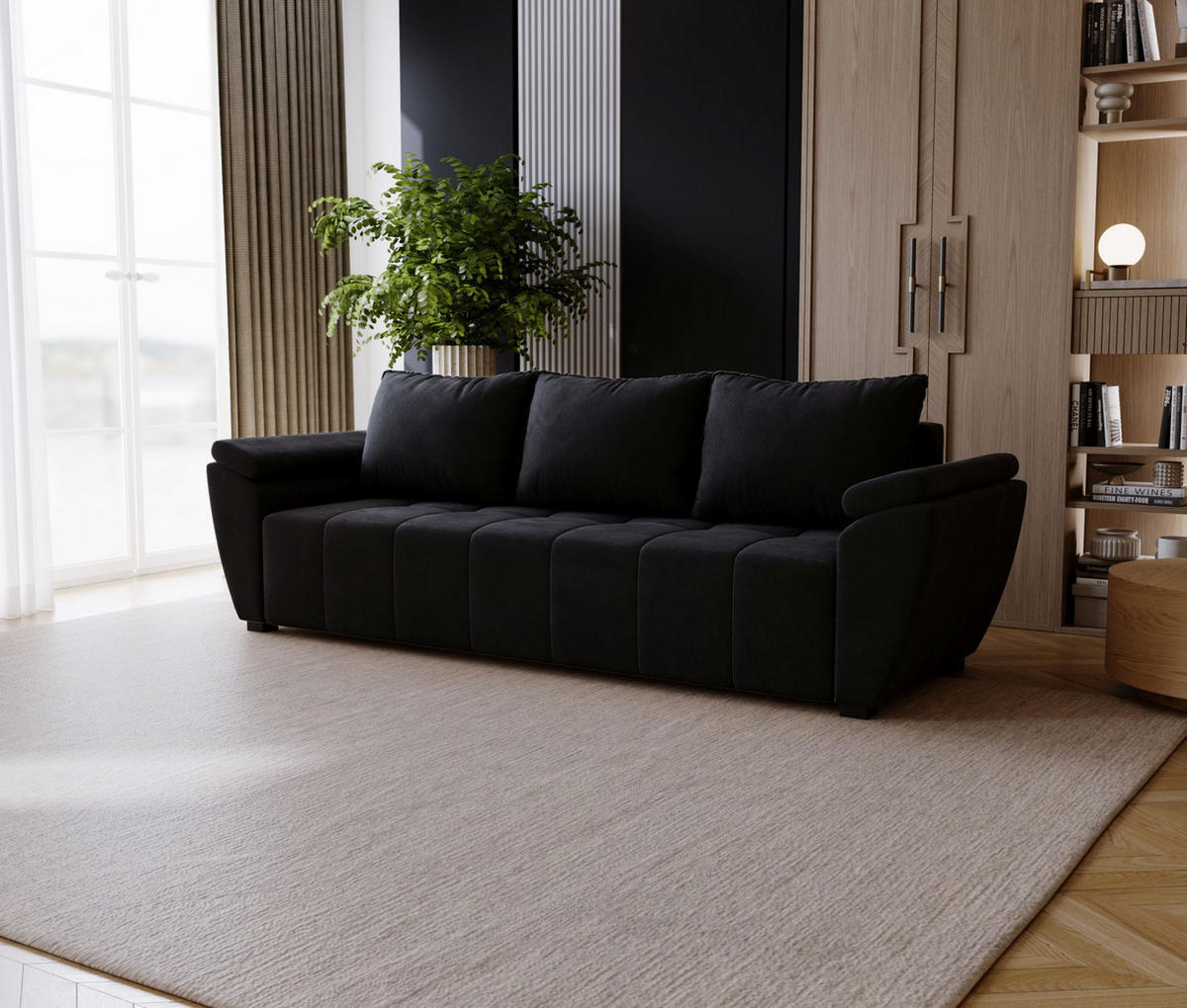 SOFA ZEUS mit Schlaffunktion MONOLITH 97 mit Stauraum - Grau, Textil (80/78/240cm) - Bedante