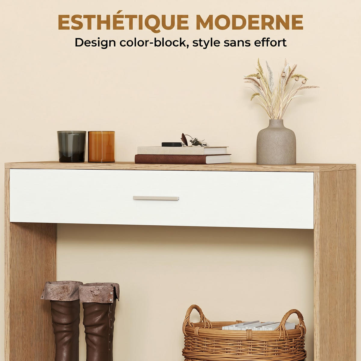 KONSOLENTISCH DE-16824 1 Schublade + Ablage, 91,5 cm Eiche - Eichefarben, Holzwerkstoff (91.5/27.9/85.5cm) - ComfortXL